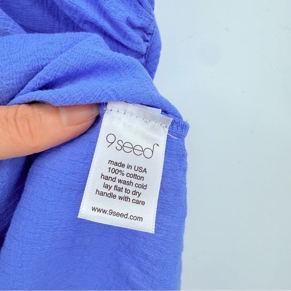 9Seed Temescal Puff Sleeve Top in Moroccan Blue Size M/L - Picture 7 of 9